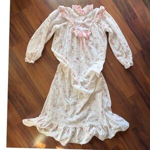 Vintage Kid Duds Girls Pink Heart Ruffle Nightgown Made in USA Size 12 8023F7B